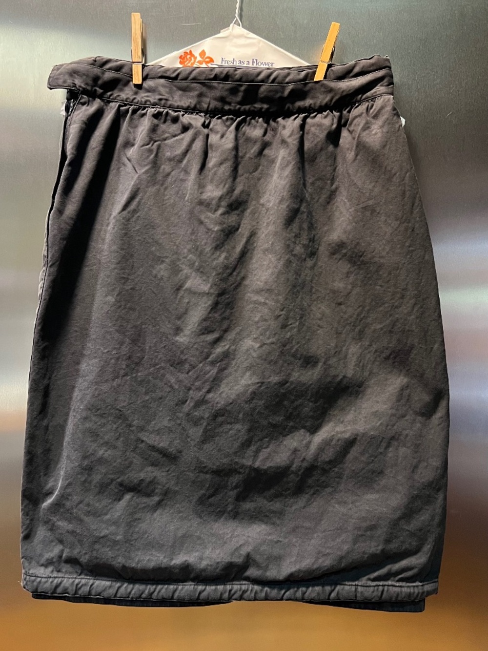 Vintage Gianni Versace Black Cotton Skirt, Made in Italy, Double Waistband